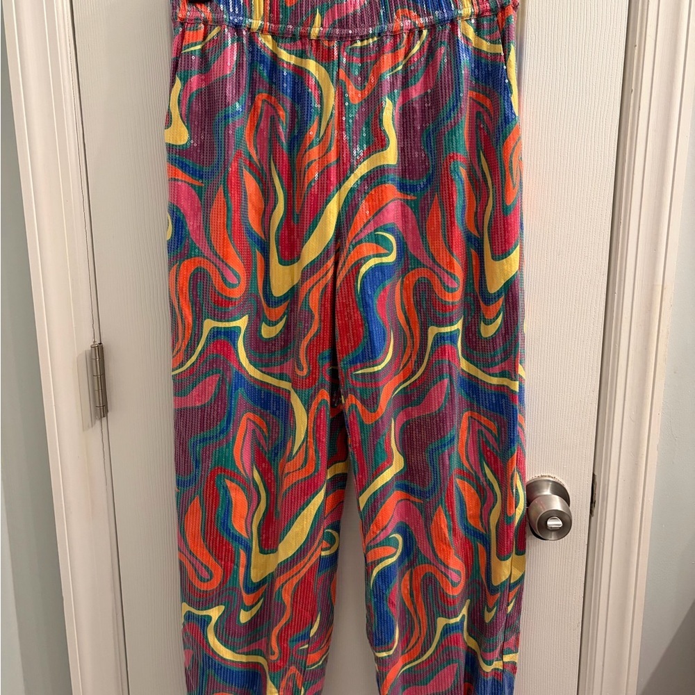 Designer Alden Adair 70s Retro Glam Inspired Elton Pants Wonderland Sequin NWT - Picture 3 of 9